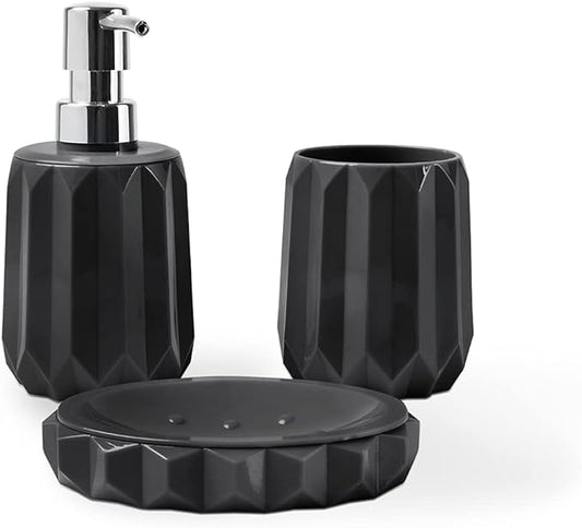 Jogo Banheiro Classic Haus 3 Peças Preto