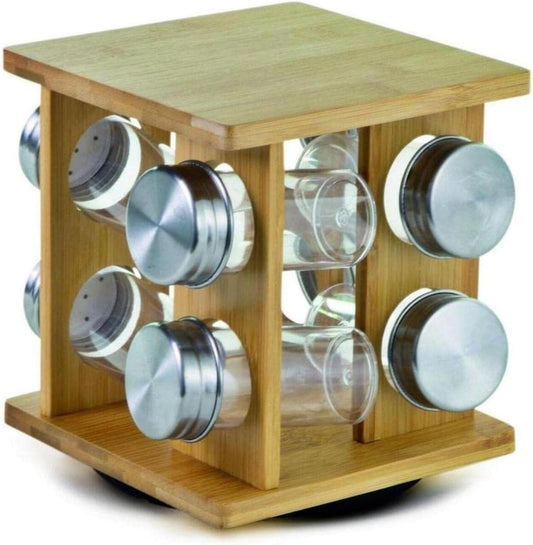 Porta Condimentos Giratório Bambu 8 Peças Mimo Style