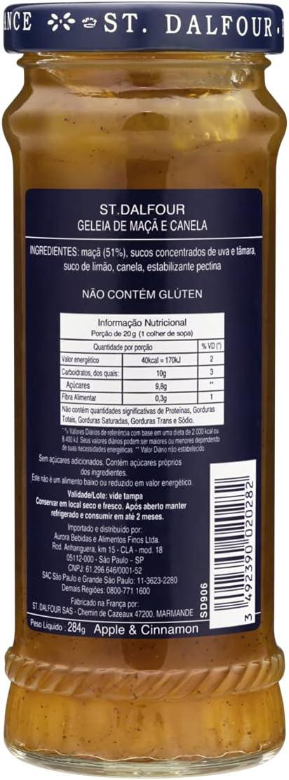 Geléia St. Dalfour maçã e canela em vidro sem glúten 284 g