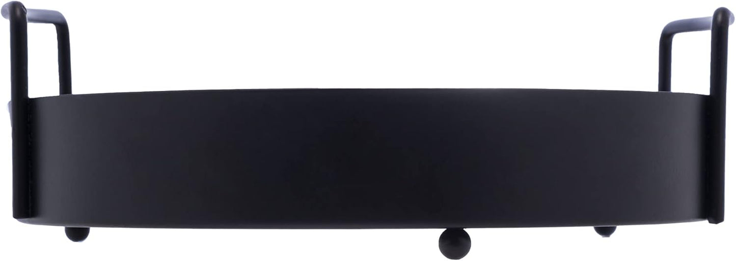 Bandeja de Metal com Fundo em MDF e Alça Redonda Preto Fosco Wolff 20x6cm