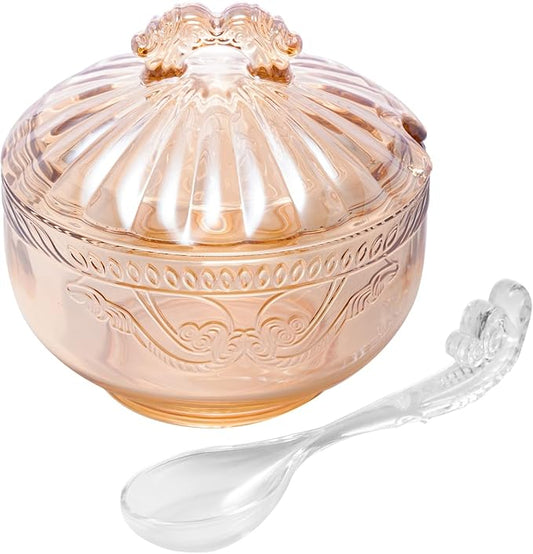 Açucareiro de Cristal Ecológico com Colher Imperial Âmbar Lyor 12cm x 11,5cm