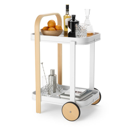 Mesa/Carrinho de Bar Bellwood Cart Branco/Natural Umbra
