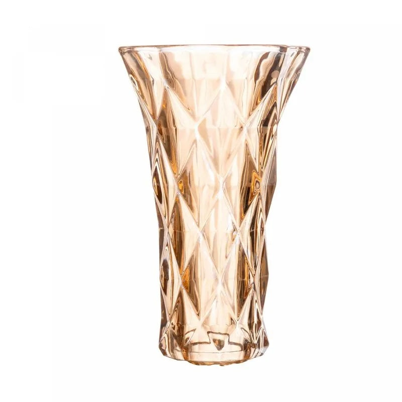 Vaso de Vidro Diamond Âmbar Metalizado Lyor 13cm x 6,5cm x 20cm