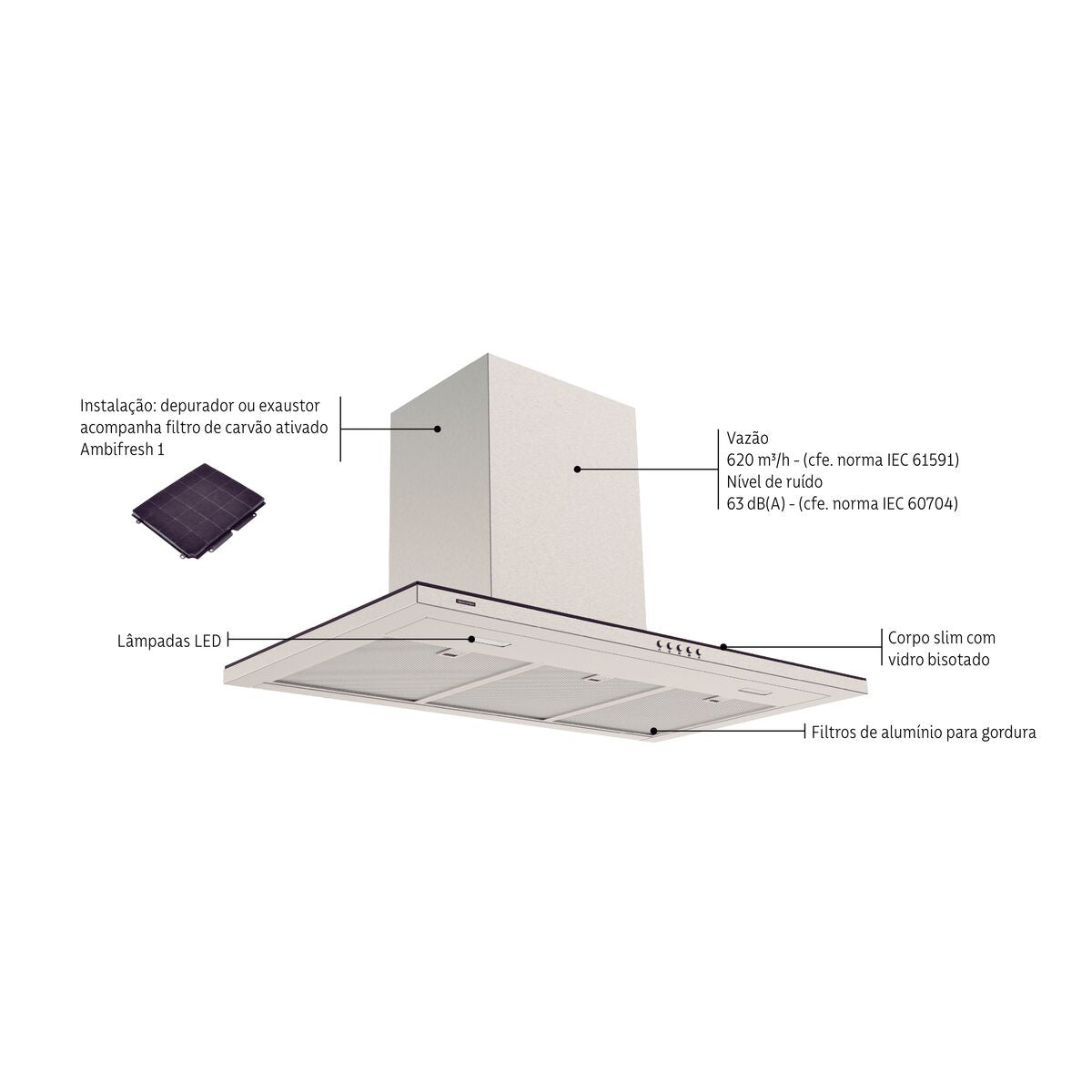 Coifa de Parede Slim Wall 90 em Aço Inox Tramontina