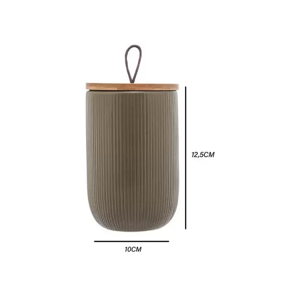 Potiche Ceramica Decorativo com Tampa Bambu Verde Lyor 10X10x15