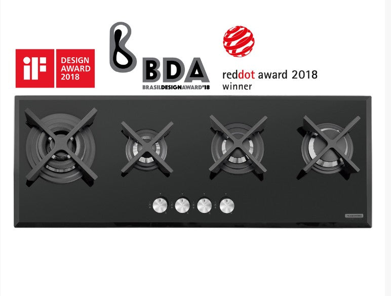 Cooktop a Gás Tramontina Slim Glass Flat 4 Bocas