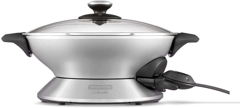 Panela Elétrica Tramontina by Breville Wok Chef em Alumínio Fundido com Tampa de Vidro 6 L