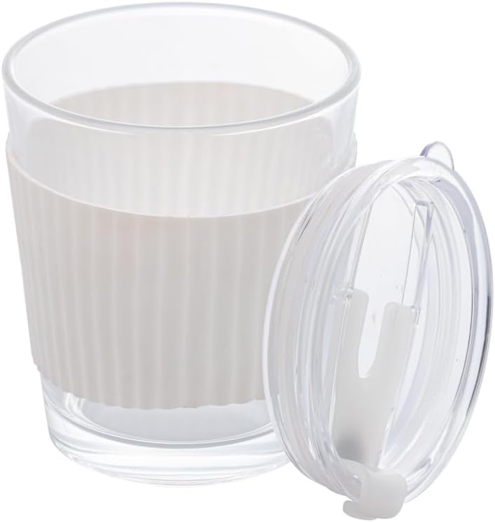 Copo de Vidro com Cinta em Silicone Branco Wolff 350ml