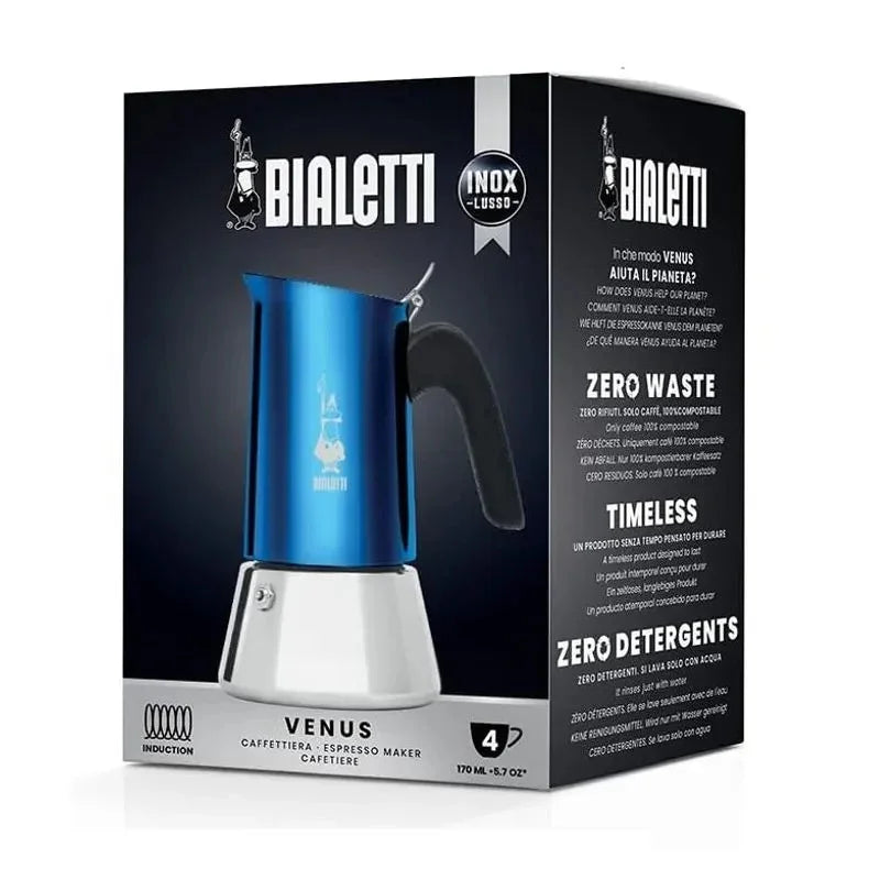 Cafeteira Italiana Bialetti Venus Inox Azul 6 Xícaras