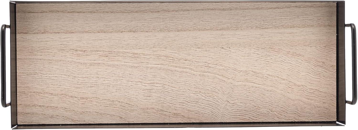 Bandeja de Metal com Fundo MDF e Alça Preto Fosco Lyor 30,5 x 11,5x 6cm