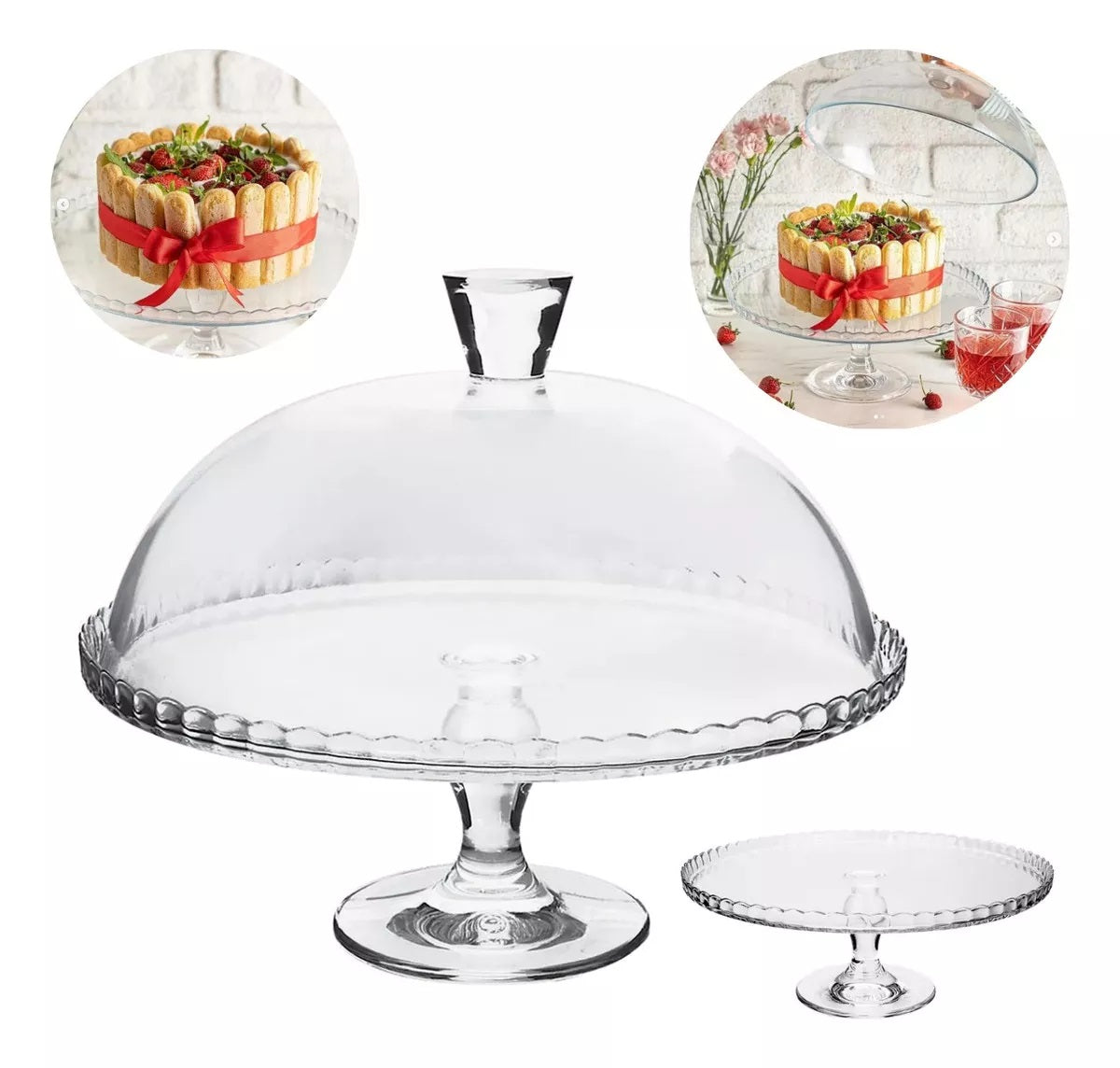 Prato de Bolo Patisserie com Pé e Tampa 32cm Pasabahçe