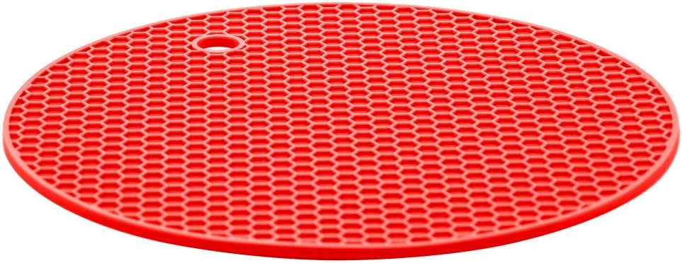Descanso para Panela Redondo de Silicone Vermelho Lyor 18cm