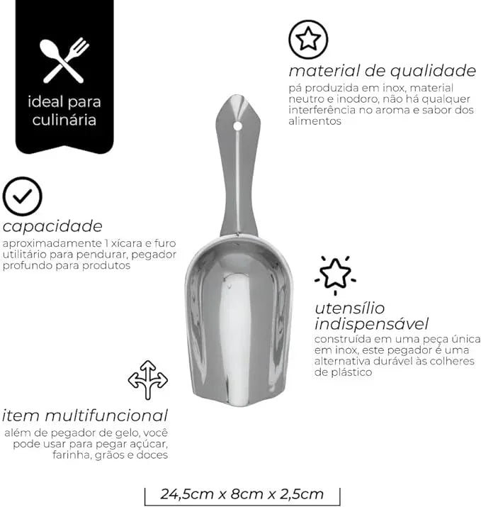 Pá para Gelo e Cereais Inox Grande Mimo Style