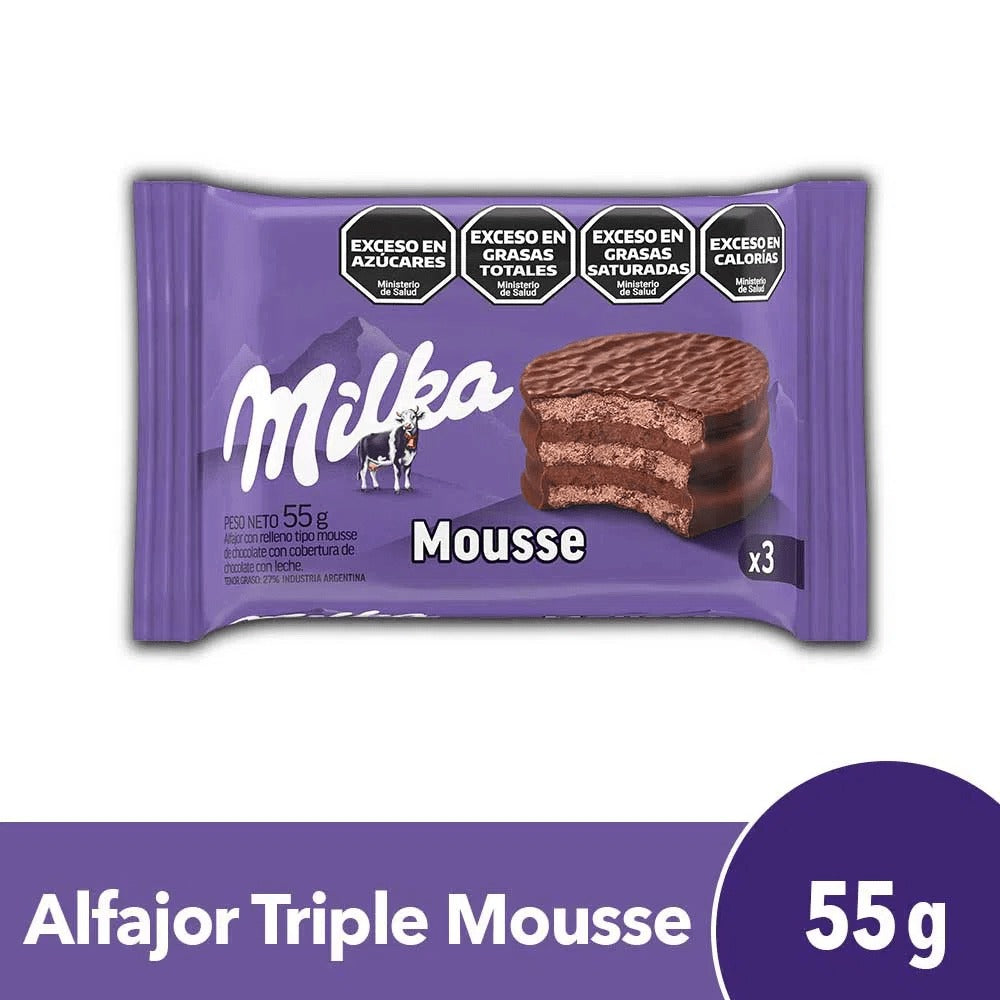 Biscoito Milka Alfajor Mousse Chocolate Triplo 55g