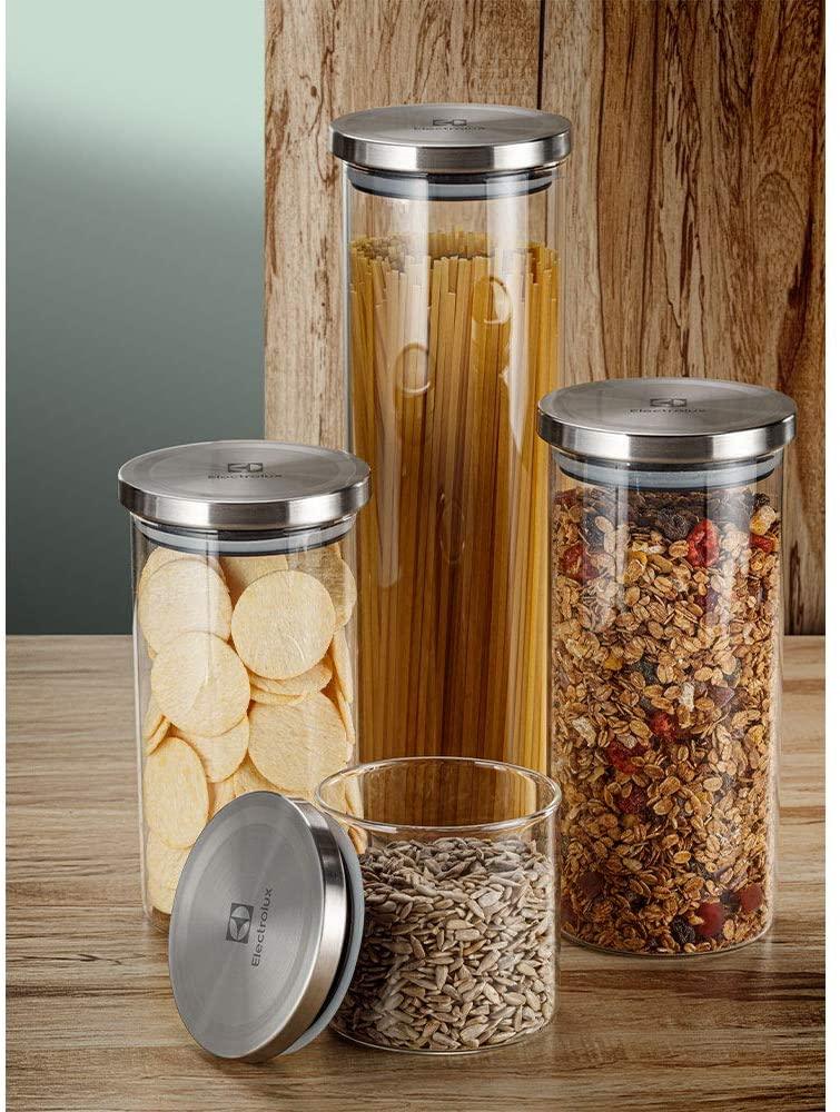 Kit Potes de Vidro Hermético 4 Peças Tampa Inox Electrolux