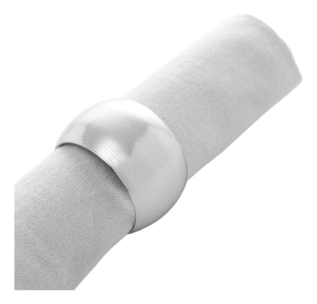 Conjunto 4 Anéis para Guardanapo de Aço Niquelado Circle Prata Lyor 4,5cm