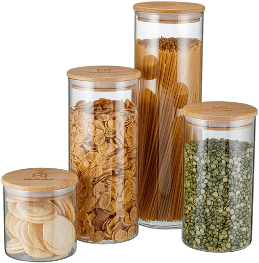 Kit Potes Herméticos com Tampa 4 Peças de Bambu Electrolux