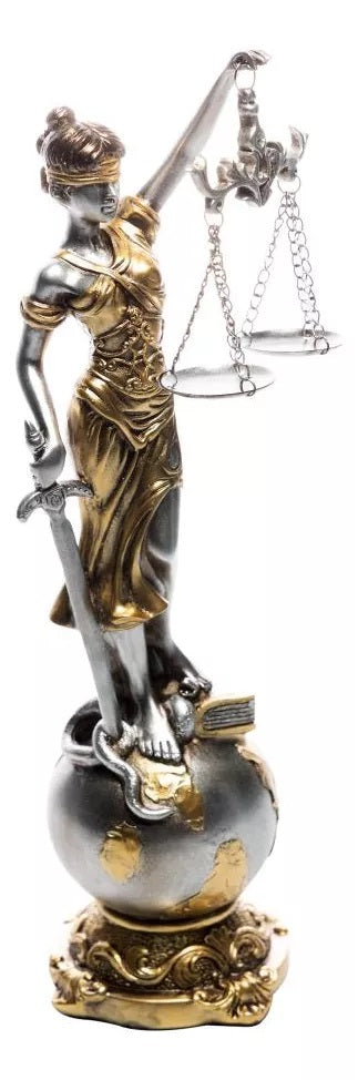 Figura Decorativa Wolff Dama da Justiça de Resina 9cm x 9cm x 31,5cm