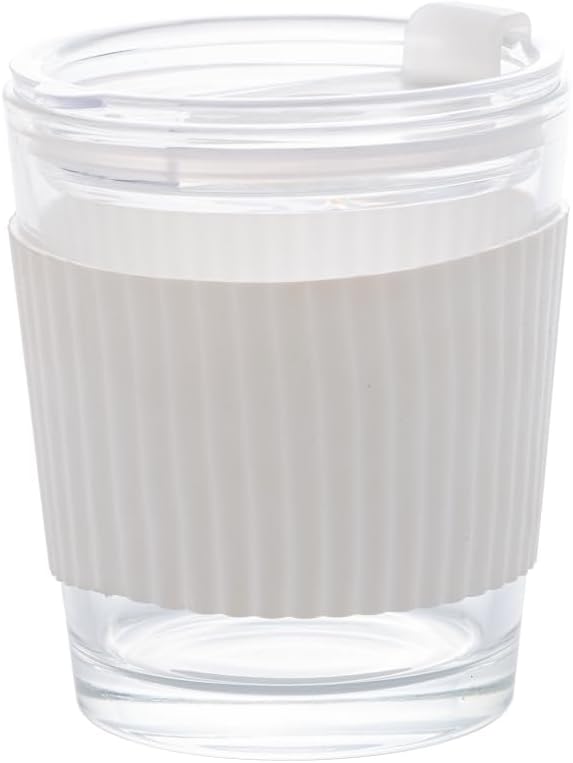 Copo de Vidro com Cinta em Silicone Branco Wolff 350ml