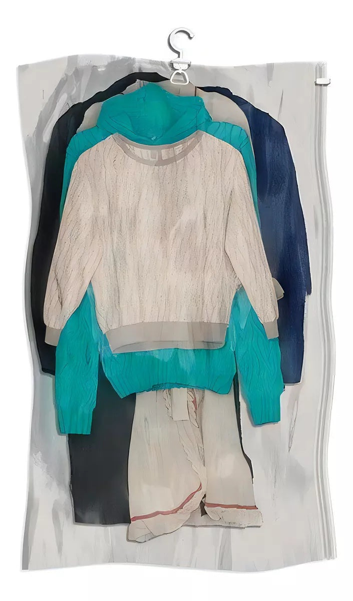 Saco a Vácuo Organizador para Roupas com Cabide em Plástico 90cm x 67cm Lyor