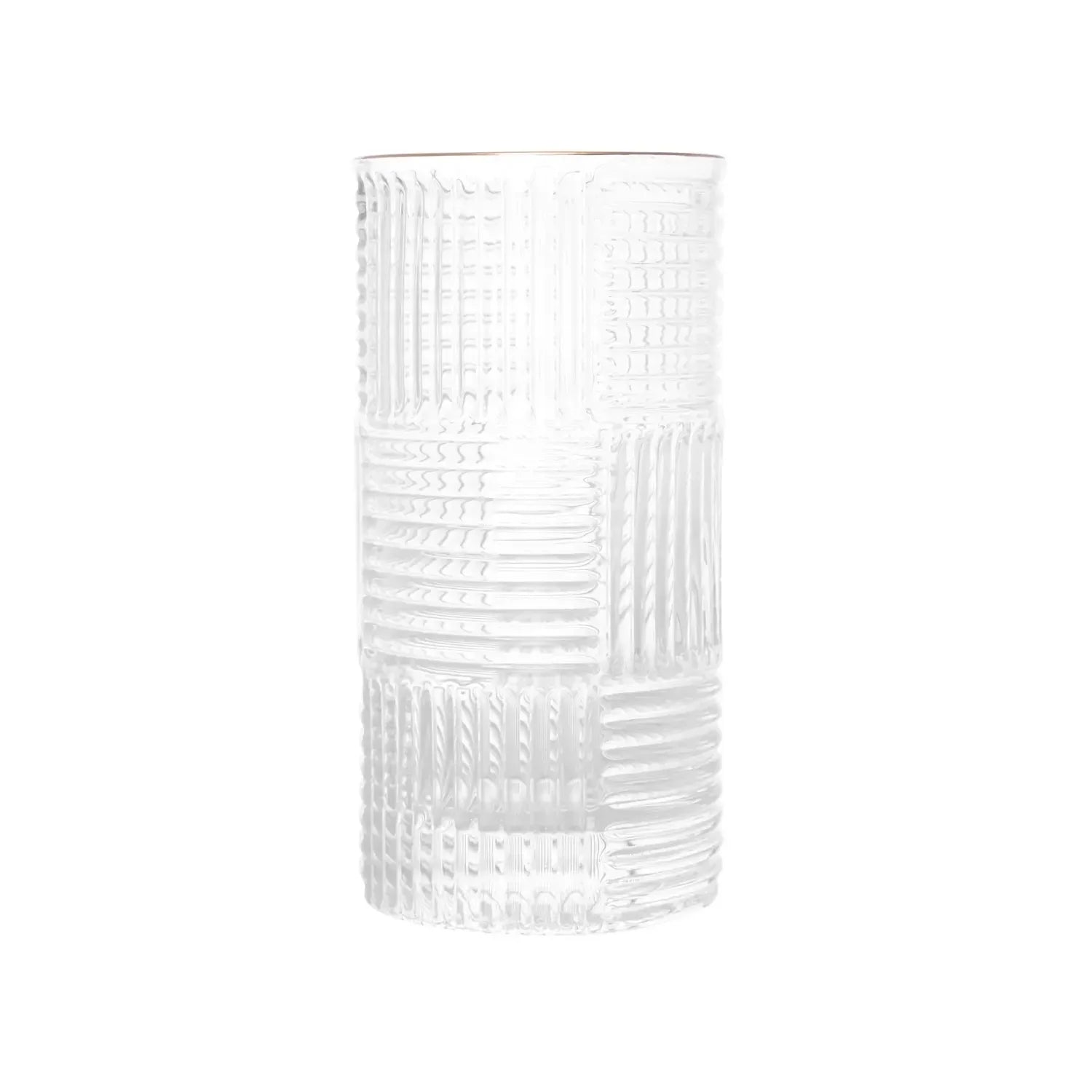 Conjunto de 2 Copos Altos de Vidro com Borda Dourada Chess 400ml Wolff