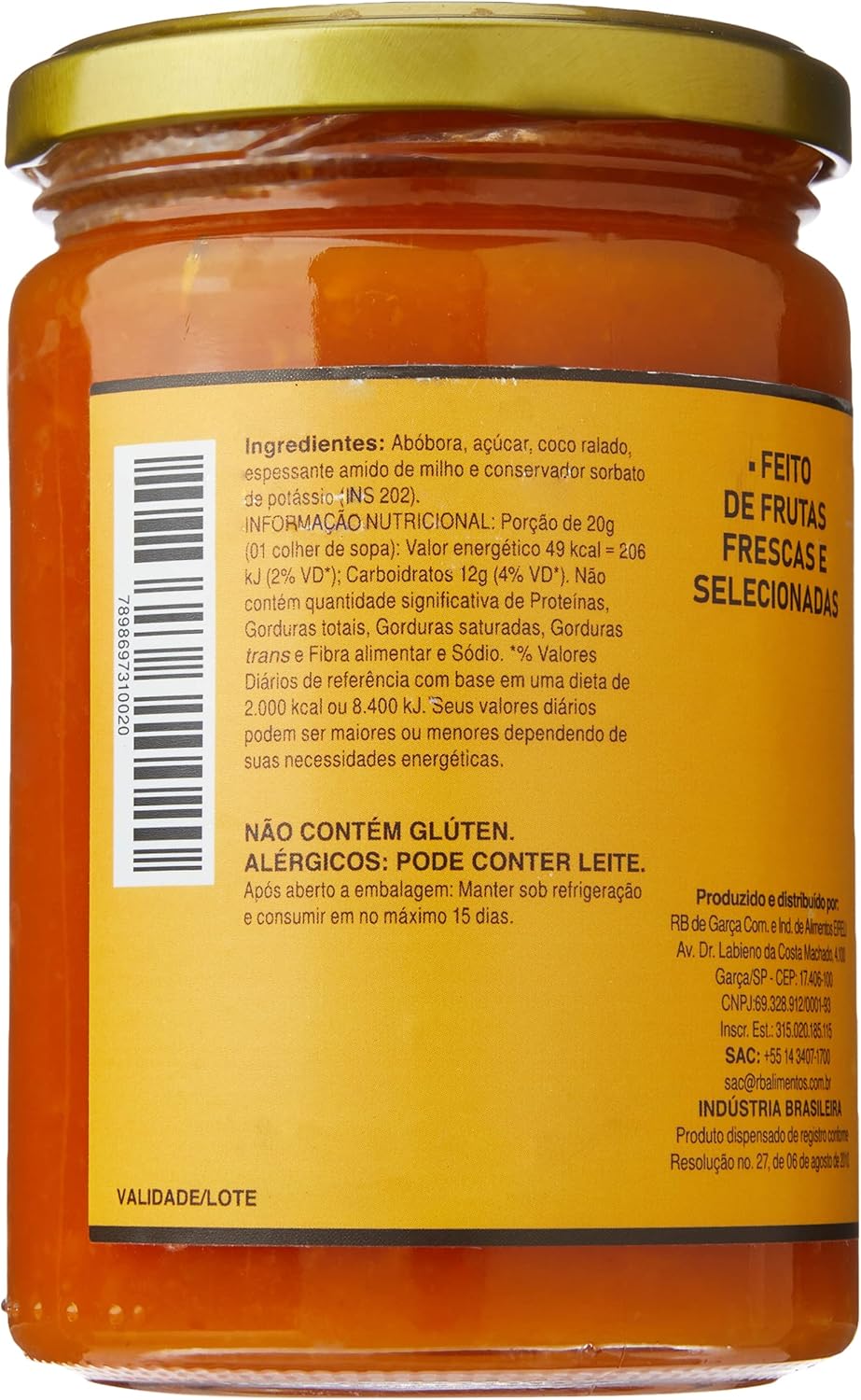 Doce de Abóbora Cremosa com Coco Tesouro Real 400g