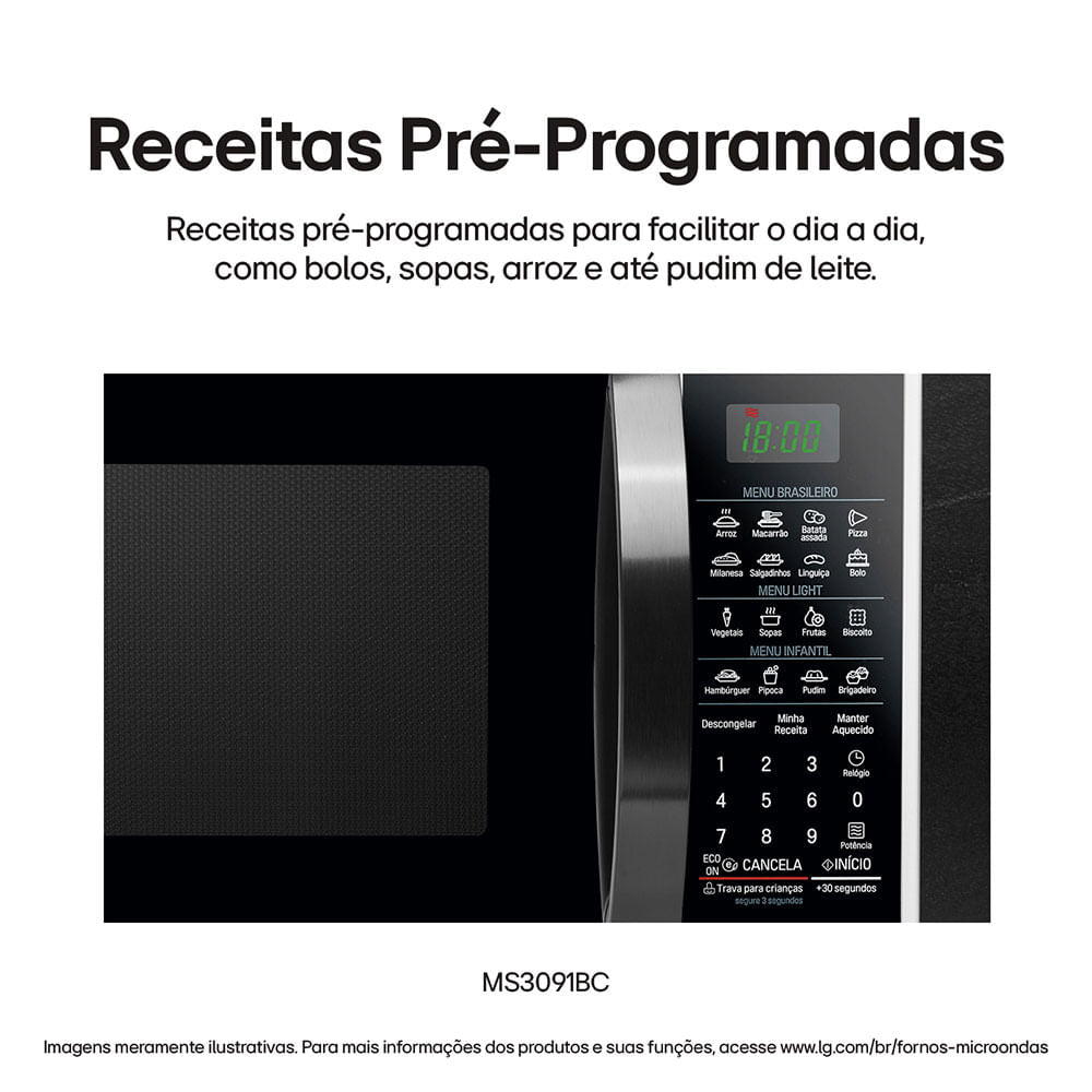 Forno de Micro-ondas LG Solo MS3091BCA 30L