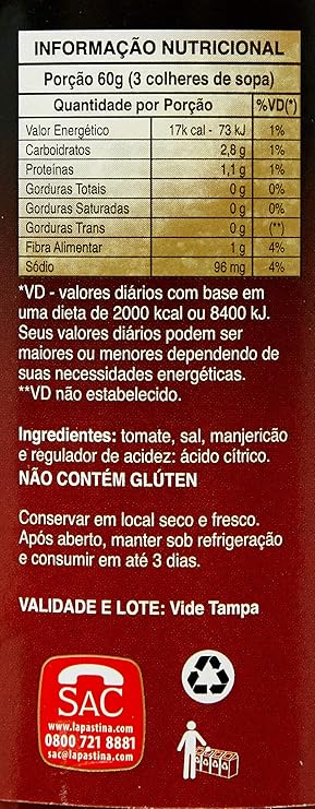 Passata Italiana La Pastina Rústica com Manjericão 680g