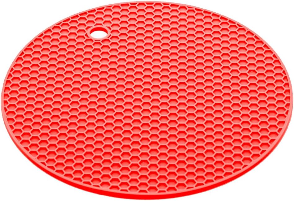 Descanso para Panela Redondo de Silicone Vermelho Lyor 18cm