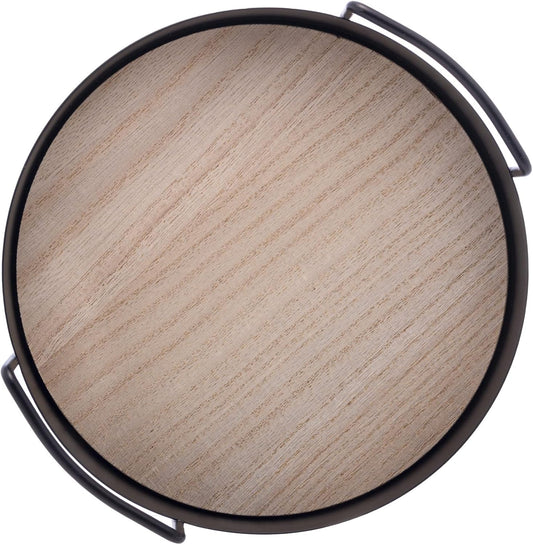 Bandeja de Metal com Fundo em MDF e Alça Redonda Preto Fosco Wolff 20x6cm