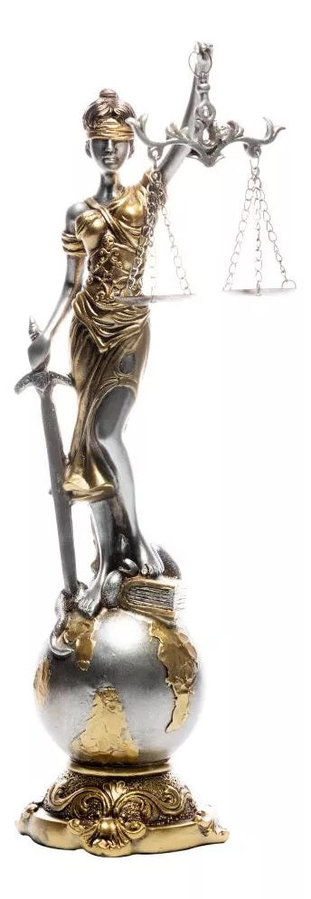 Figura Decorativa Wolff Dama da Justiça de Resina 9cm x 9cm x 31,5cm