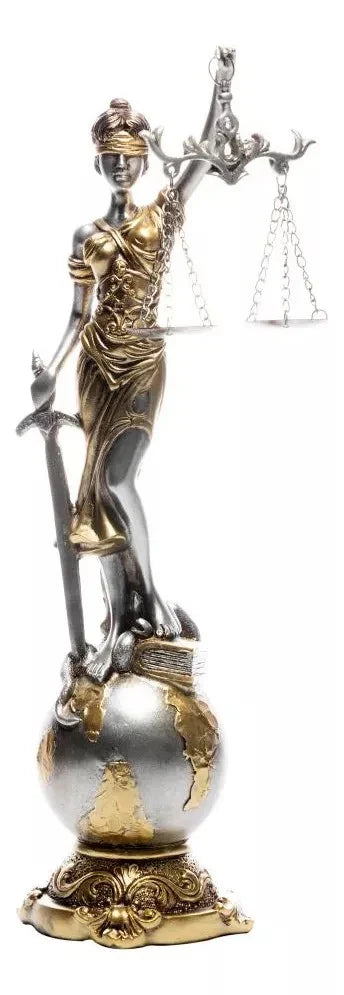 Figura Decorativa Wolff Dama da Justiça de Resina 9cm x 9cm x 31,5cm