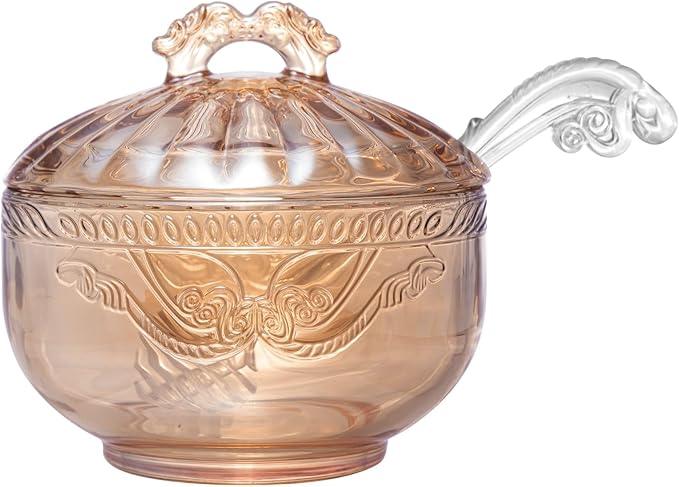Açucareiro de Cristal Ecológico com Colher Imperial Âmbar Lyor 12cm x 11,5cm