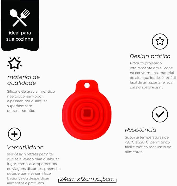 Funil de Silicone Retrátil 8cm Mimo Style