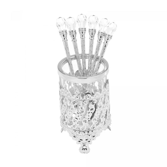 Conjunto 6 Colheres de Zamac com Suporte Niquelado Crystal 14cm Wolff