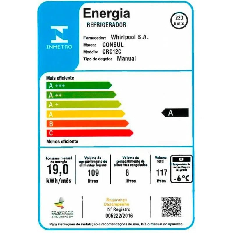 Frigobar Consul 117 litros com Gaveta Multiuso - CRC12CB