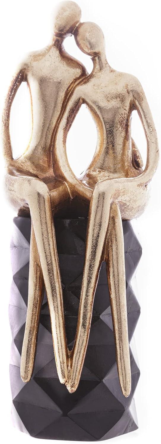 Figura Decorativa de Resina Casal Sentado Wolff 10,5x9x27,5cm