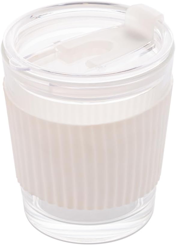 Copo de Vidro com Cinta em Silicone Branco Wolff 350ml