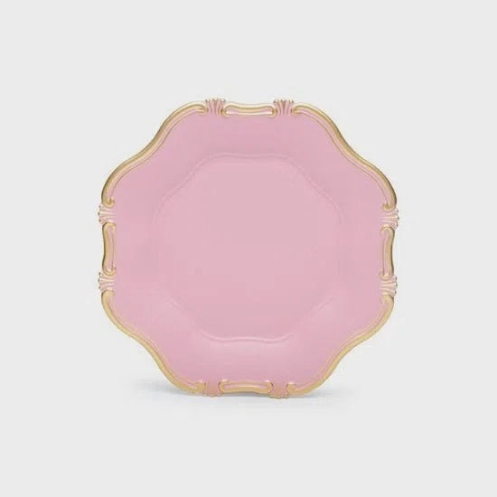 Sousplat Cromus Borda Arabesco Rosa e Ouro 2x33x33