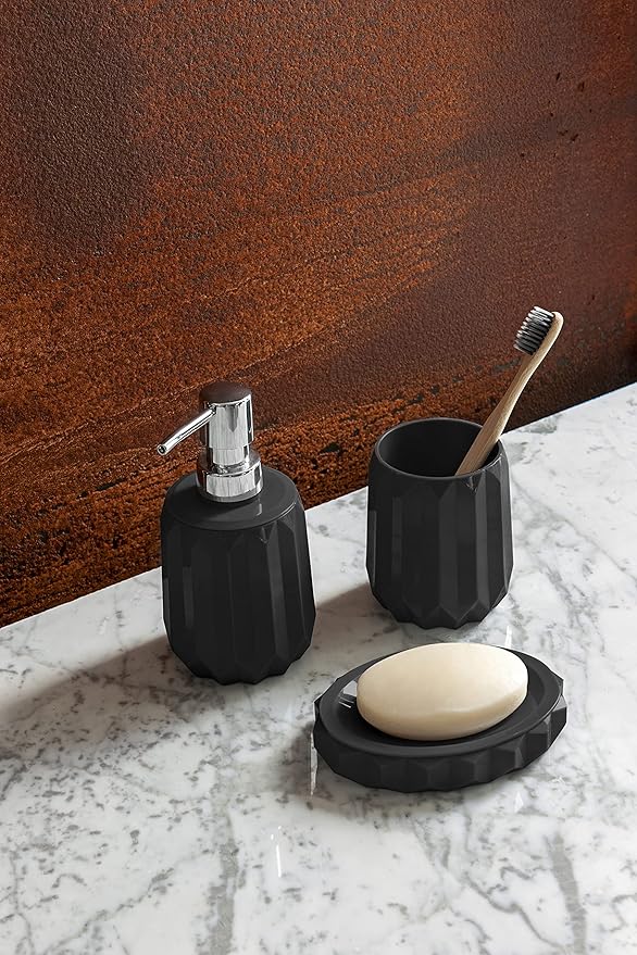 Jogo Banheiro Classic Haus 3 Peças Preto