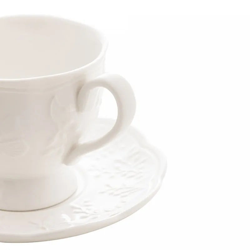 Xícara para Chá com Pires de Porcelana New Bone Butterfly Flower Lyor 200ml