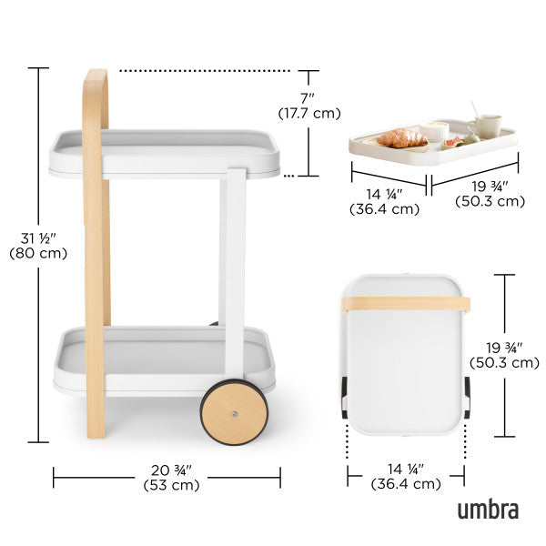 Mesa/Carrinho de Bar Bellwood Cart Branco/Natural Umbra