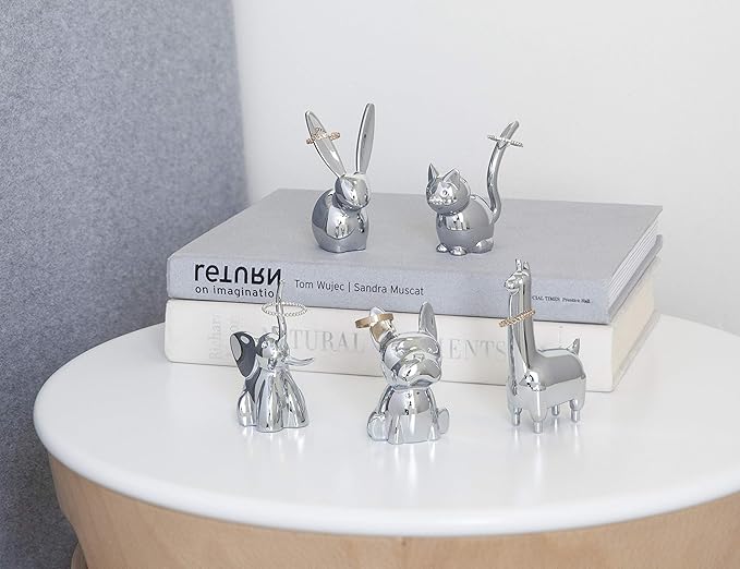 Porta Anel Zoola Cromado Umbra Cachorro Buldogue Francesa