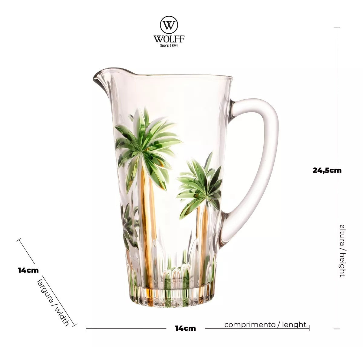 Jarra Cristal de Chumbo Wolff Palm Tree Handpaint 1,5L