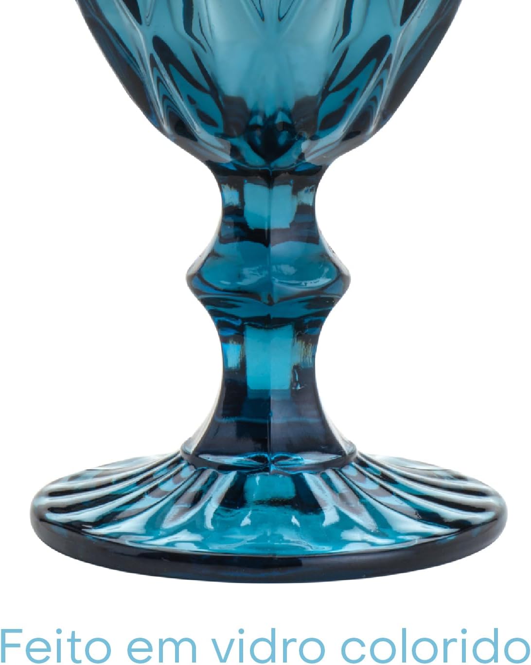Taça para Água de Vidro Wolff Diamond Azul 325ml