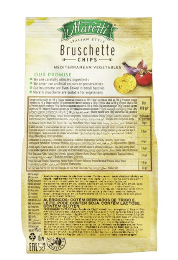 Snack de Trigo à Base de Vegetais Mediterrâneos Maretti Bruschette Pacote 85g