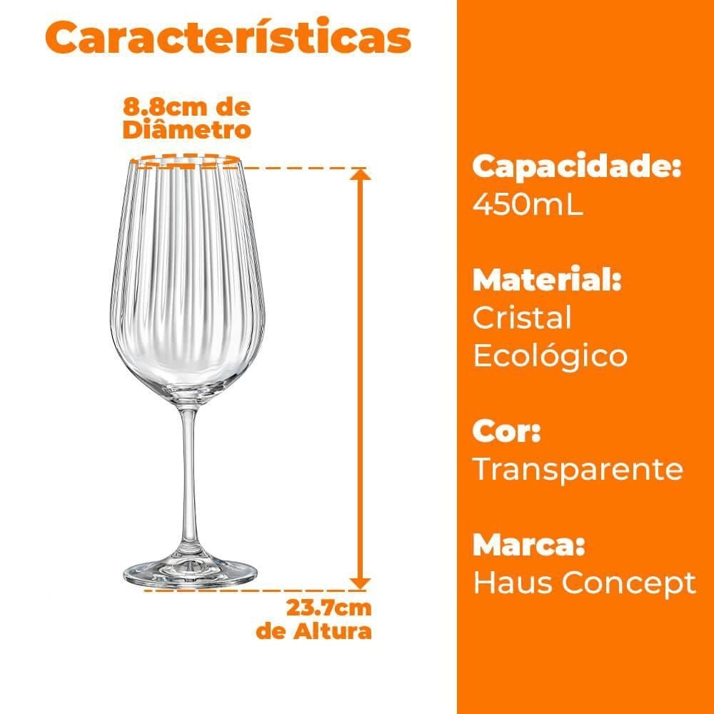 Taça para Vinho e Água Cristal Dream Haus Concept 450 ml