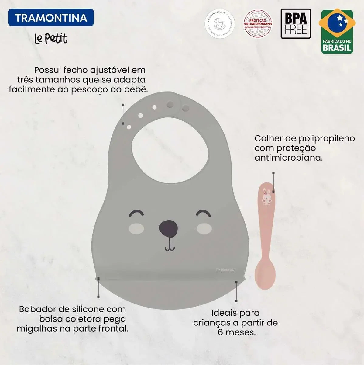 Kit Babador e Colher Infantil Le Petit 02 Peças Tramontina