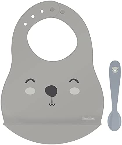 Kit Babador Colher Infantil Tramontina Le Petit Cinza 02 Pç