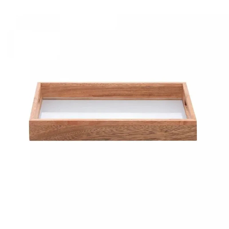 Bandeja Woordart de Cerejeira com Vidro 38CM X 23CM X 5CM